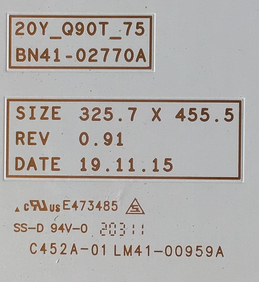 KIT DE LED'S PARA TV SAMSUNG (10 PIEZAS) / NUMERO DE PARTE BN96-50727A / BN41-02770A / 20Y_Q90T_75 / C452A-02 LM41-00959A / PANEL CY-TT075FLLV9H / MODELOS QN75Q90TAFXZA / QN75Q90TAFXZA  FD05 - Imagen 3